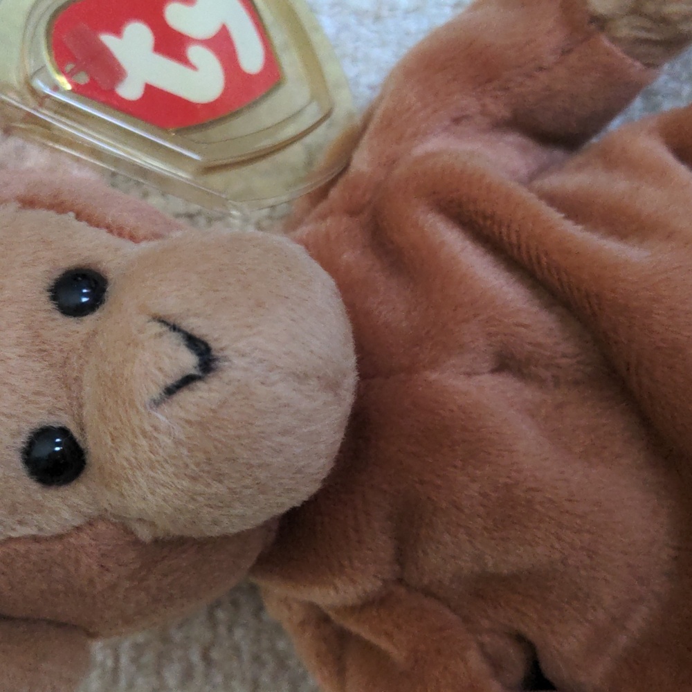 RARE Mint Condition Bongo Ty Beanie Baby Plush Brown Monkey, Tan Tail 1995 - Picture 2 of 9